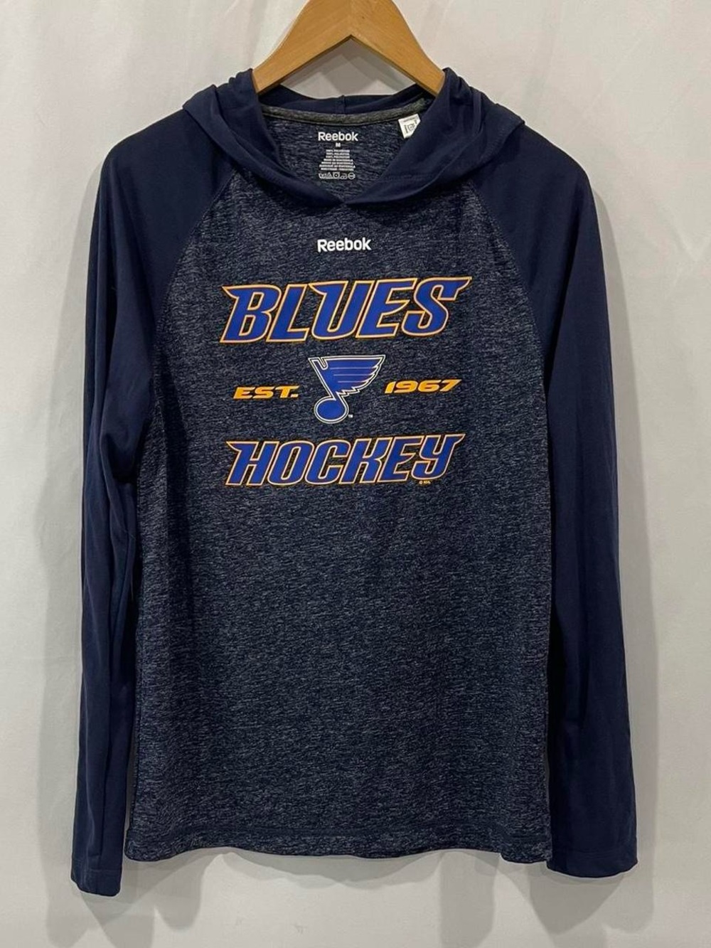 Reebok Navy & Yellow St. Louis Blues Hooded Long-Sleeve Shirt